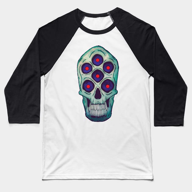 alien skull Baseball T-Shirt by HurdyGurdy